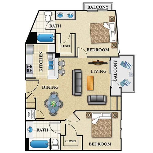 Floor plan Plan C 2 Bed 2 Bath