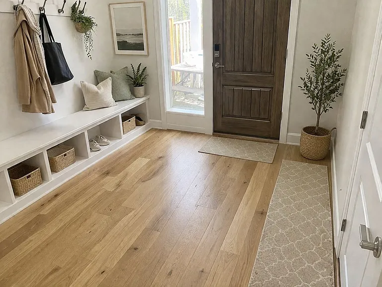 Downstairs Shoe area and entry to Garage on right