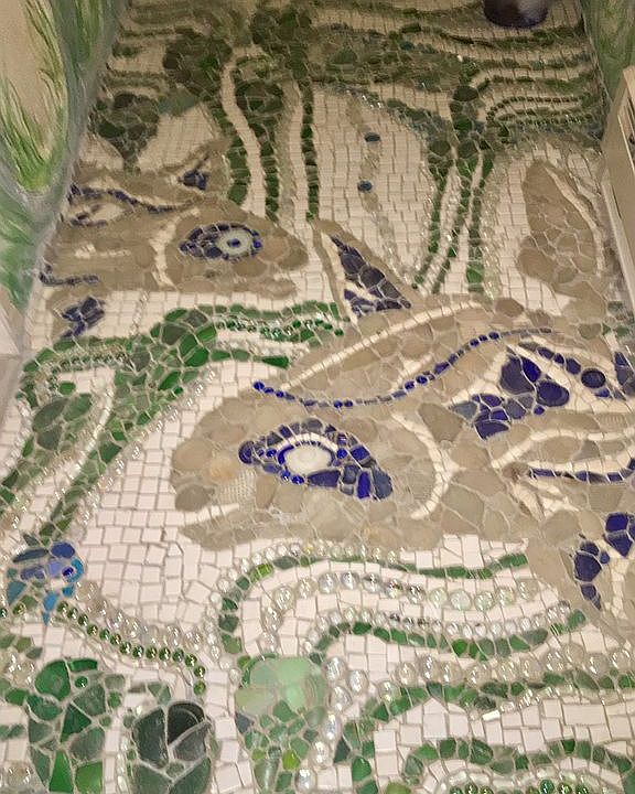 Mosaic powder room floor 