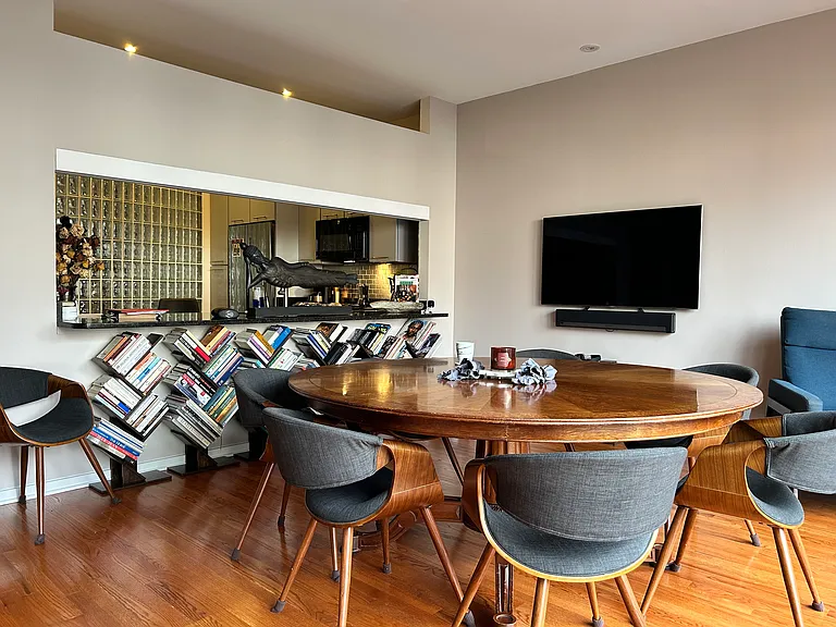 Dining table with 8 seats.