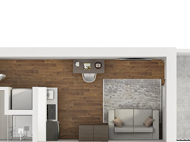 Explore this chic studio apartment with an open living space and inviting balcony. Explore this chic studio apartment with an open living space and inviting balcony.