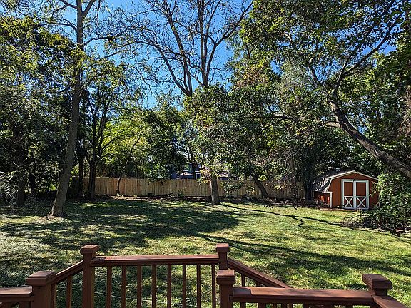 Large backyard with shed