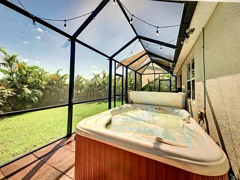 Hot tub on back deck.