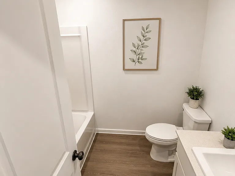 Modern ensuite bathroom with contemporary fixtures and a clean sophisticated design
