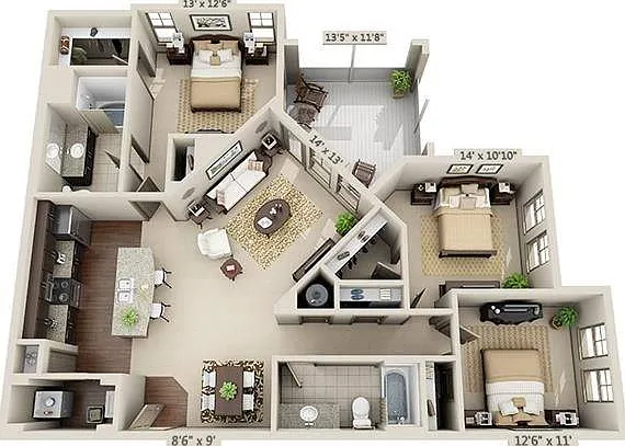 3 Bedroom | 2 Bath | 1382 SF 3 Bedroom | 2 Bath | 1382 SF