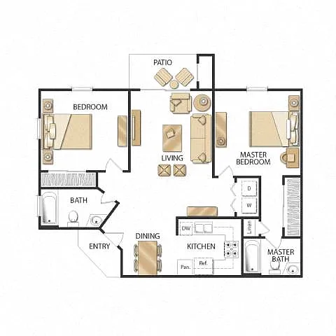 Floor plan Plan C Two Bedrooms Renovated