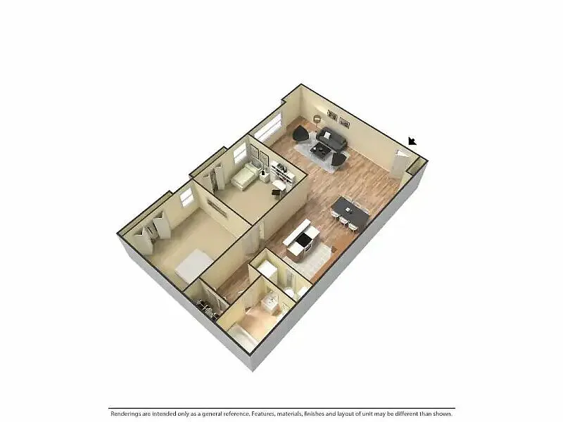 Floor plan 2 Bedroom 1 Bathroom