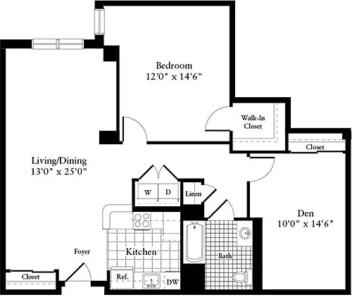 Floor plan 1 Bedroom U