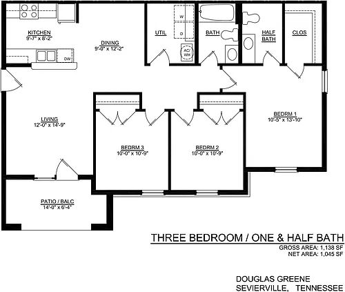 Floor plan 3 Bdrm B