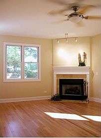 Family room gas/wood burning fireplace