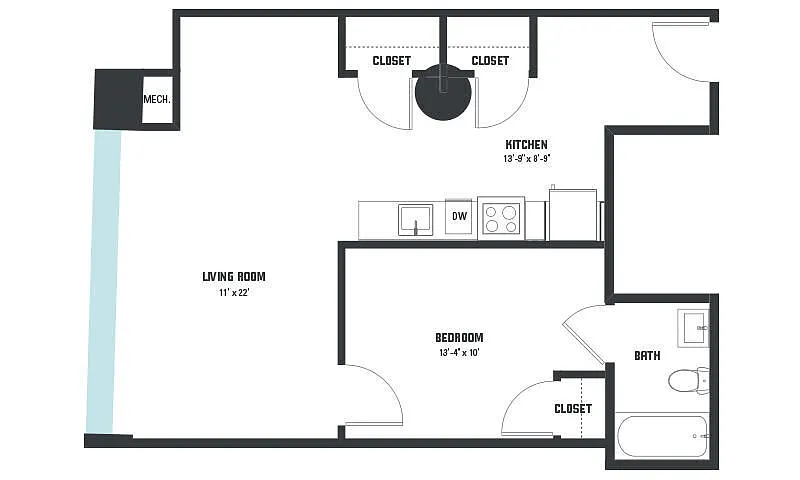 Floor plan A8 One Bedroom