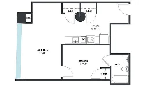 Floor plan A8 One Bedroom
