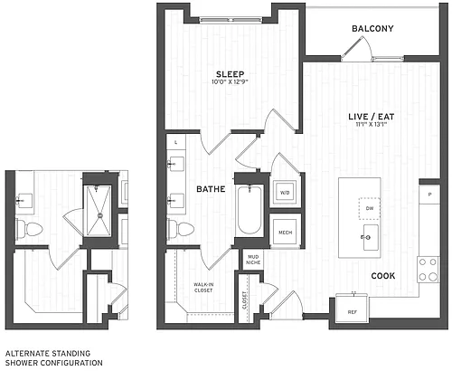 Floor plan 1 Bed/1 Bath-A1