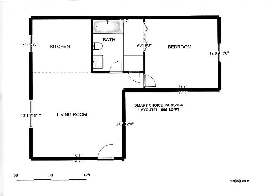 Floor plan 1 Bedroom (Standard)