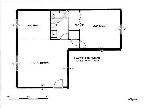 Floor plan 1 Bedroom (Standard)