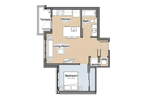 Floor plan Floor Plan A One Bedroom / One Bath