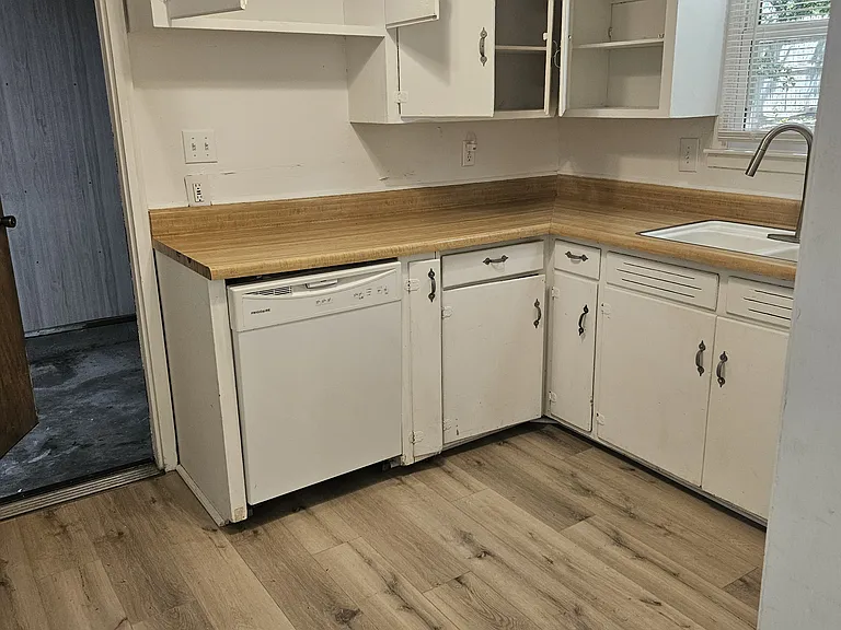 kitchen; open door is into attached garage