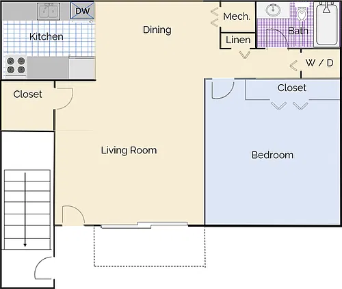 Floor plan 1 bedroom 1 bath
