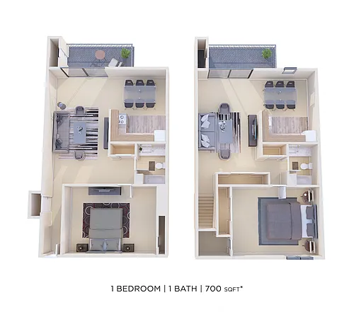 Floor plan One Bedroom - 700 sqft