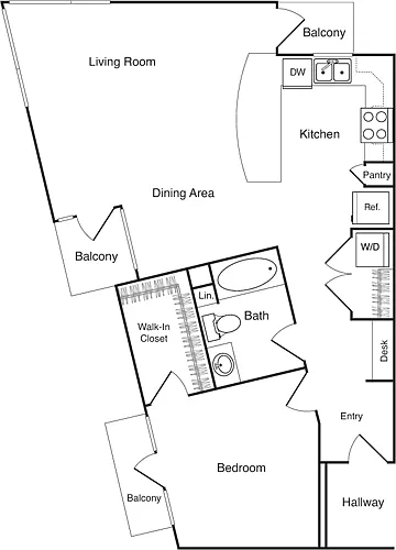 Floor plan One Bedroom - C