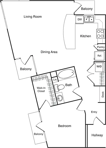 Floor plan One Bedroom - C