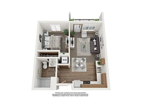 Floor plan 1 Bed 1 Bath (A3)