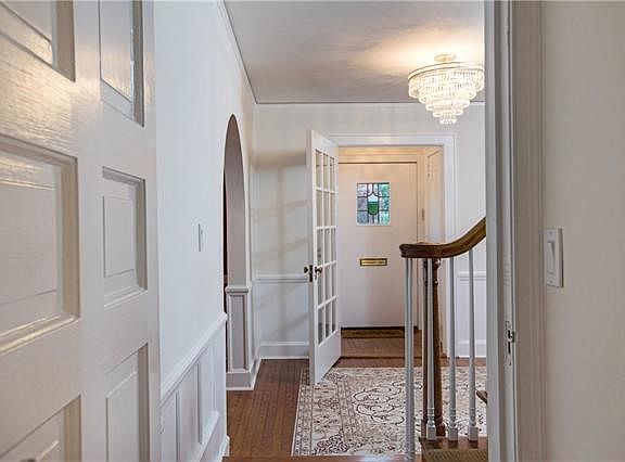 View from back hall towards front door.