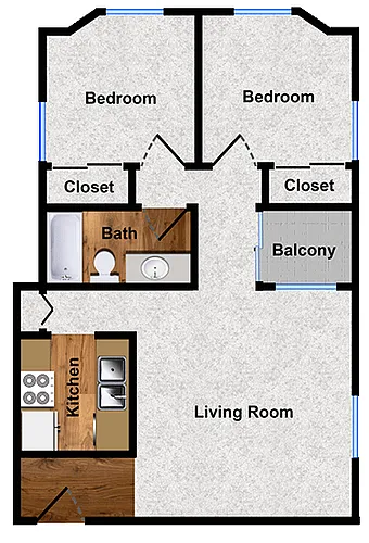 Floor plan 2 bedroom 1 bath