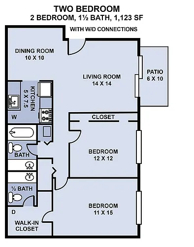 Floor plan 2Bed 1.5 Bath