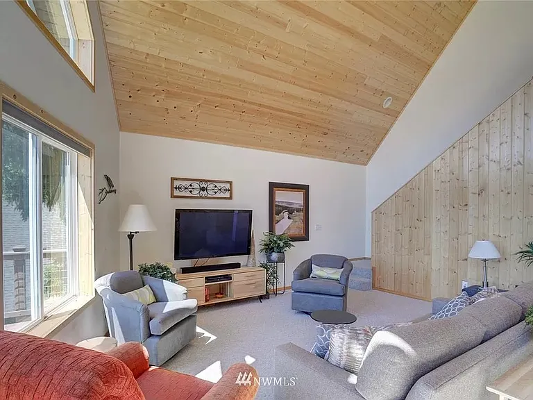 Vaulted ceilings in living room