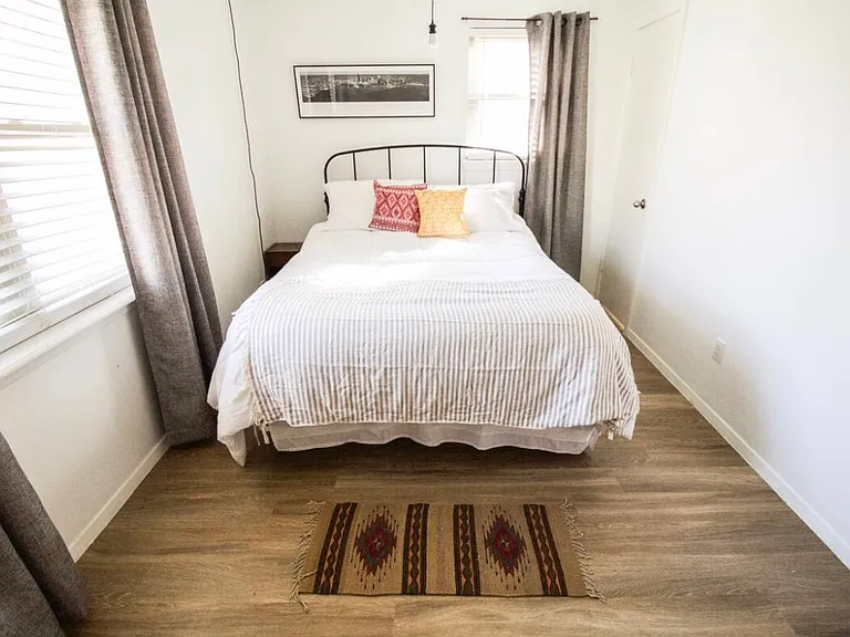 the master bedroom. The door on the top right leads to the half bath.