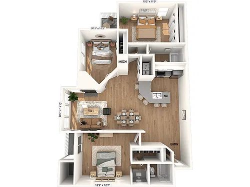 Floor plan C2-1413sf-Renovated-II