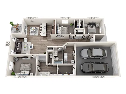 Floor plan 3 Bedroom 2 Bathroom - A