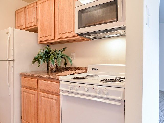 Maple kitchen-built in microwave