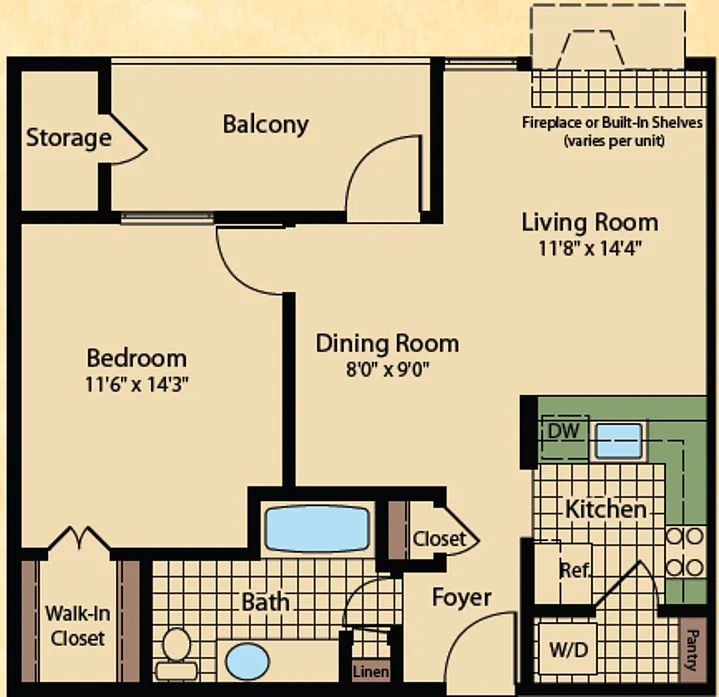 Floor plan 1 Bed I 1 Bath A3 - R1