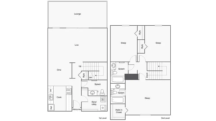 Floor plan 3 Bed 2.5 Bath Washer Dryer
