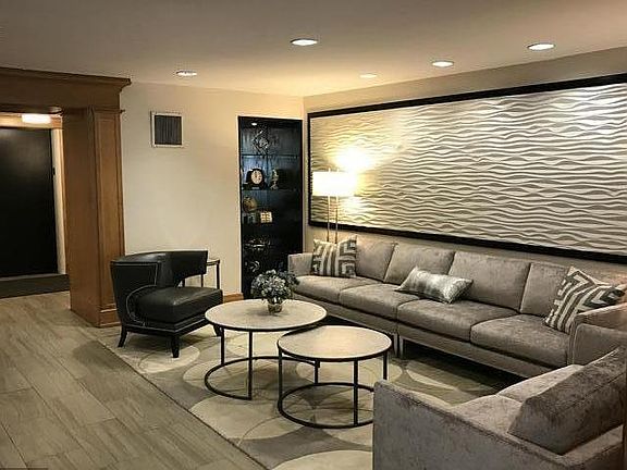 Modern lobby greets residents and guests.