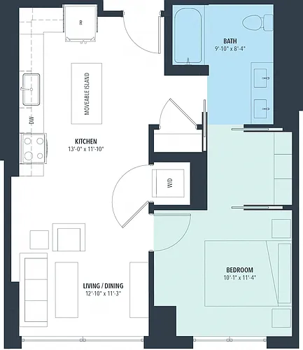 Floor plan 1 Bed/1 Bath-a10d