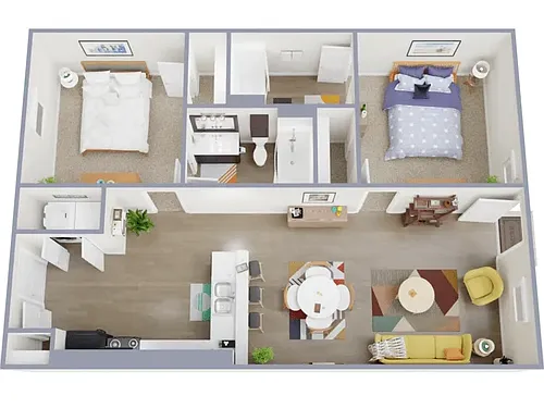 Floor plan 2 Bed, 2 Bath
