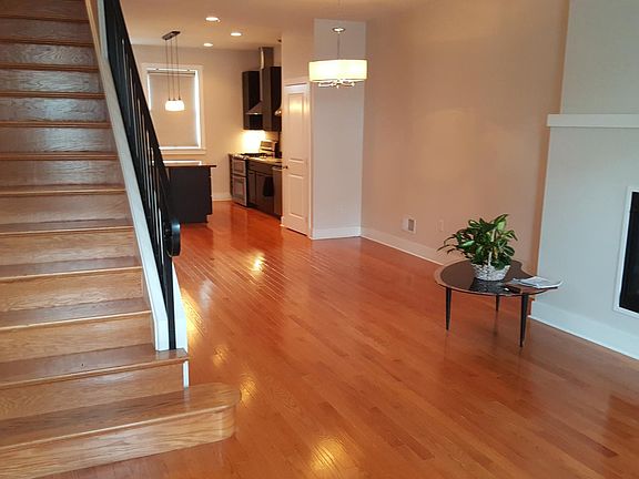 Open living room, dining room & kitchen.