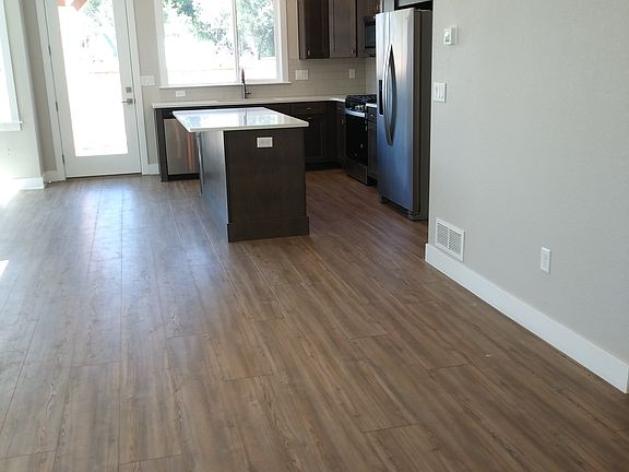 Kitchen, dining room and living room