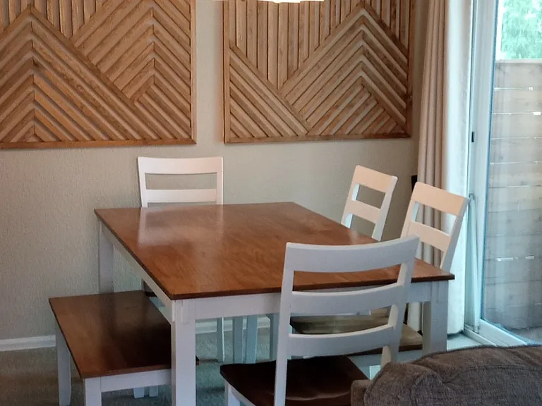 Dining room with south facing sliding glass doors to patio