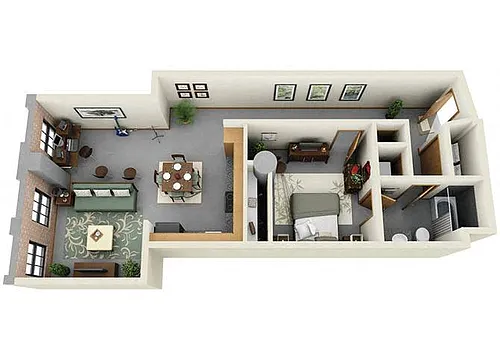 Floor plan One Bedroom Loft