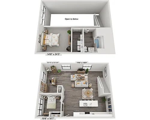 Floor plan One Bedroom A1A9L