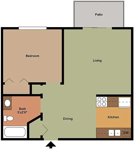 Floor plan One Bdm Heat Paid