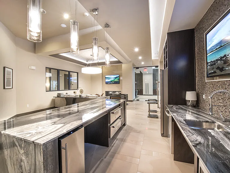 The VIP banquette in the clubhouse invites your guests to drink and dine
