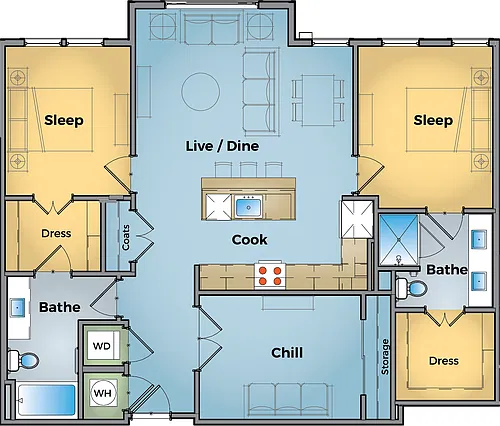 Floor plan D2 - 2 Bed + Office