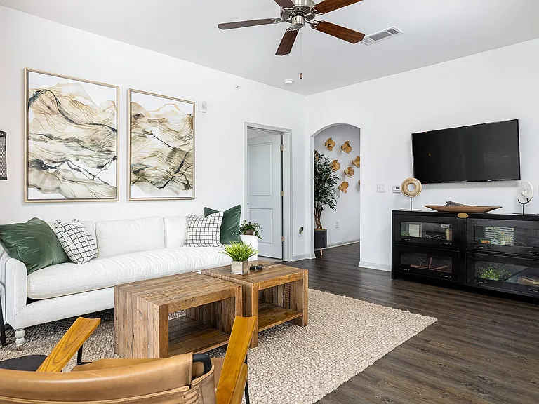 Living Room with Ceiling Fan
