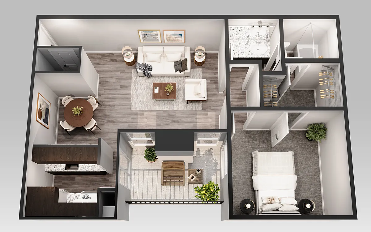 Floor plan Upgraded- 1 Bedroom 1 Bath