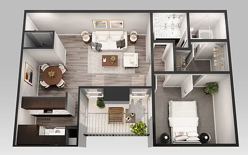 Floor plan Upgraded- 1 Bedroom 1 Bath